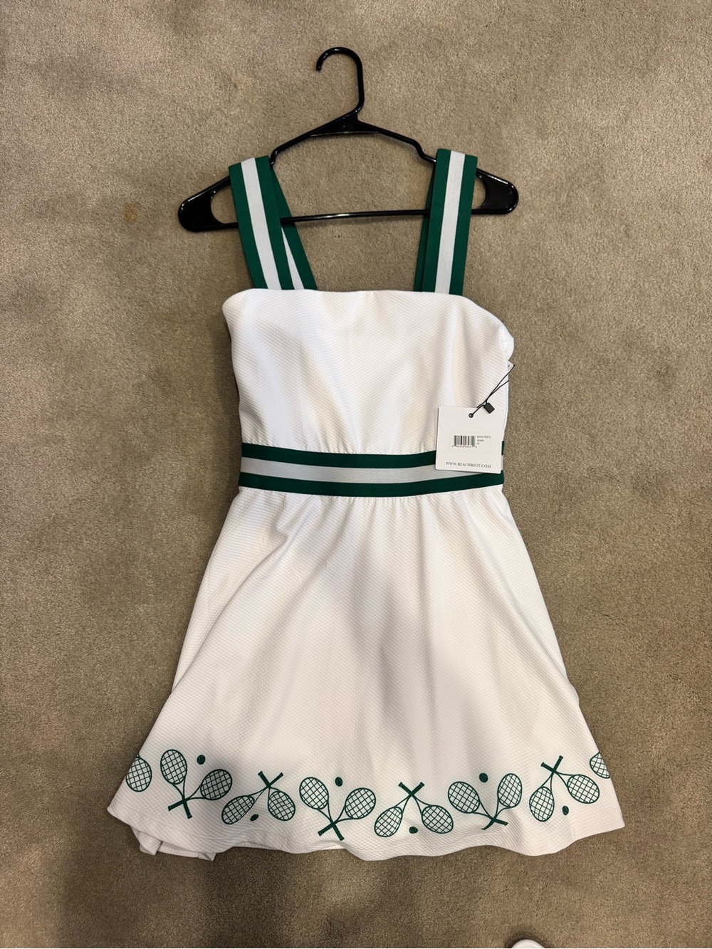 Beach Riot White Mini Dress with Green Straps and Trim